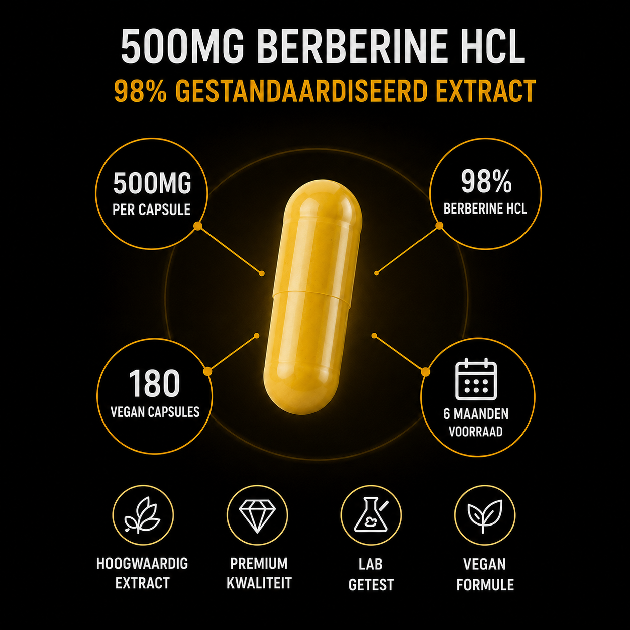Berberin HCL 98% - Veganskt - BeBulk Nutrition