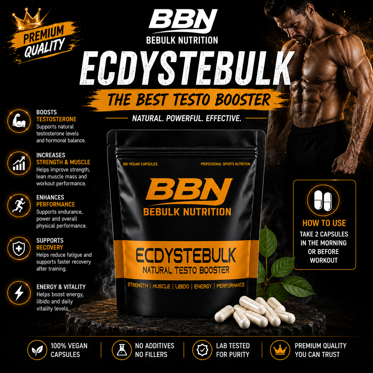 Ecdystebulk - Beta-Ecdysteron 98% - Kapslar - BeBulk Nutrition