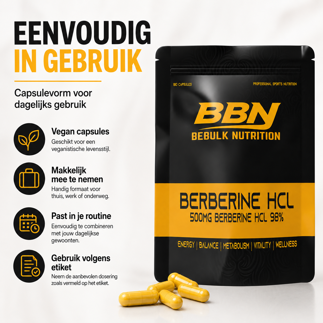 Berberin HCL 98% - Veganskt - BeBulk Nutrition