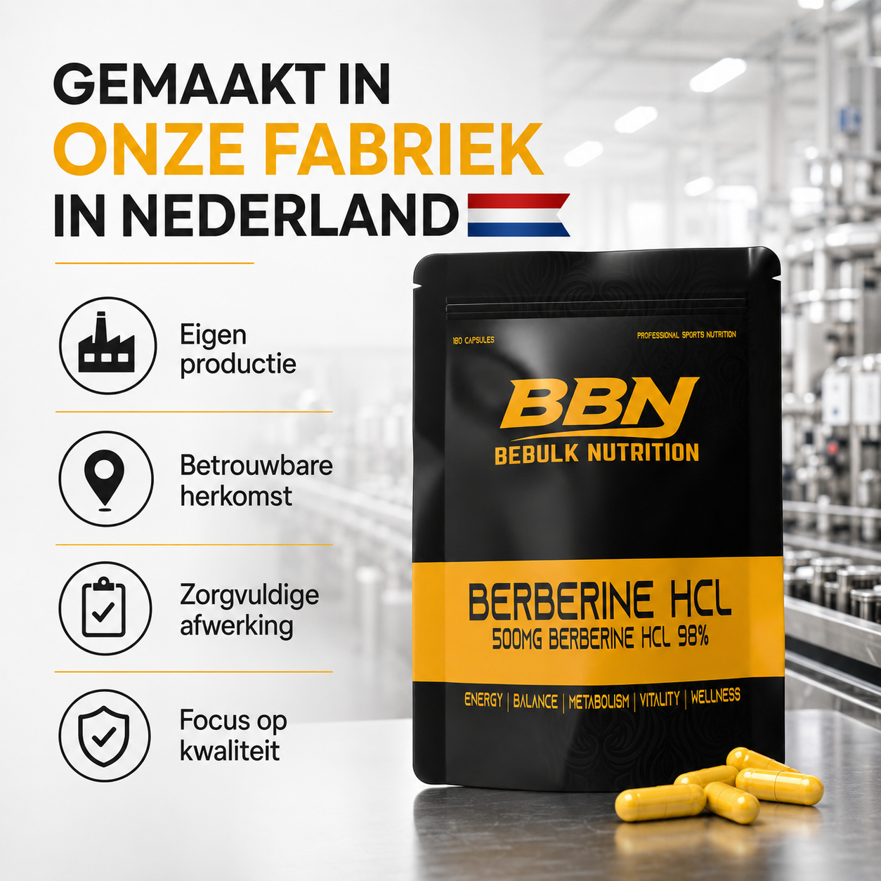 Berberin HCL 98% - Veganskt - BeBulk Nutrition