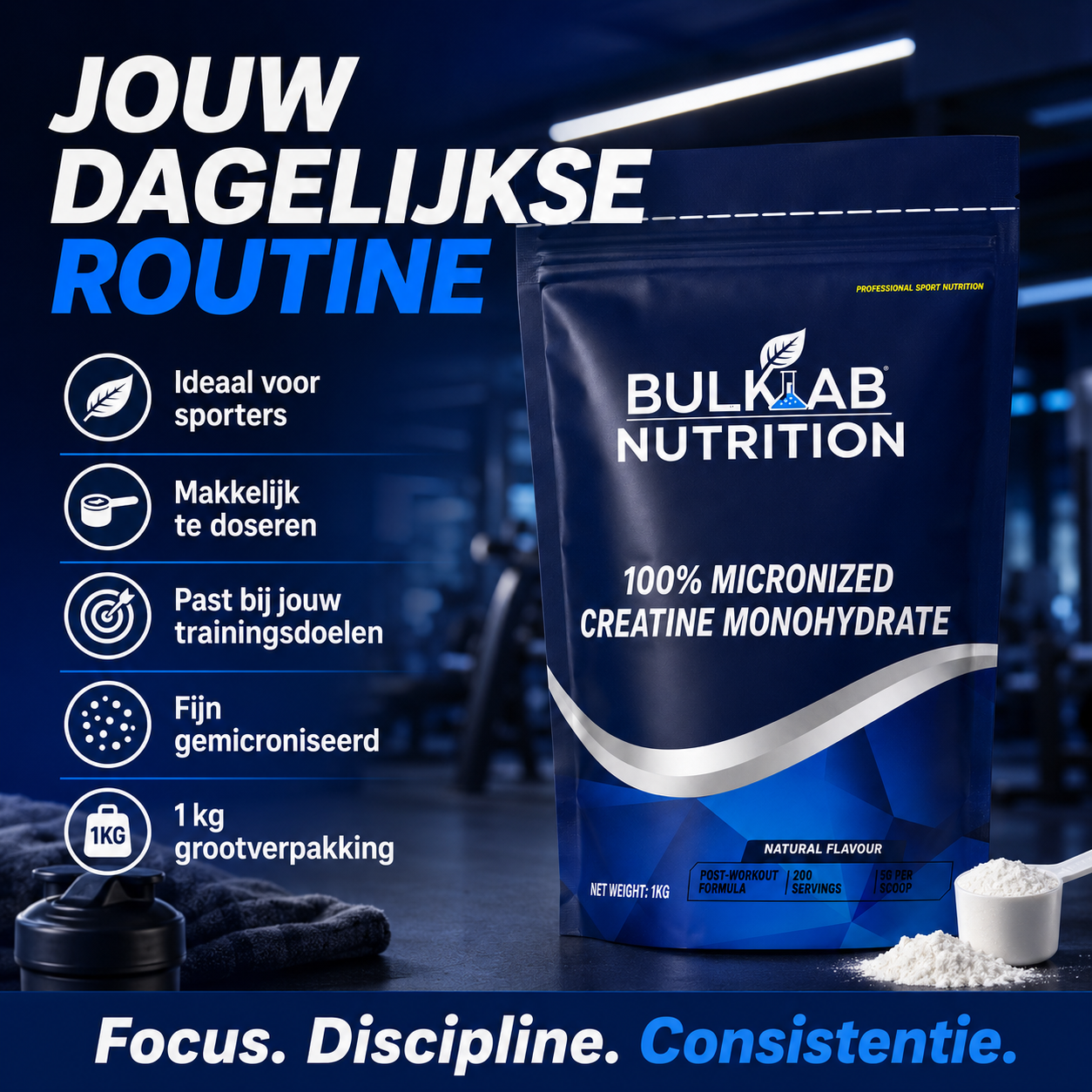 100 % kreatinmonohydraat mikroniserat - BulkLab Nutrition