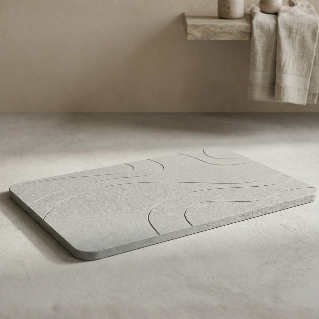 XL Diatomity Stone Bath Mat – Naturlig, snabbtorkande – Hygienisk – Mögelskydd och stilfull 75x45 cm