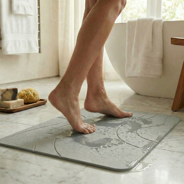 XL Diatomity Stone Bath Mat – Naturlig, snabbtorkande – Hygienisk – Mögelskydd och stilfull 75x45 cm