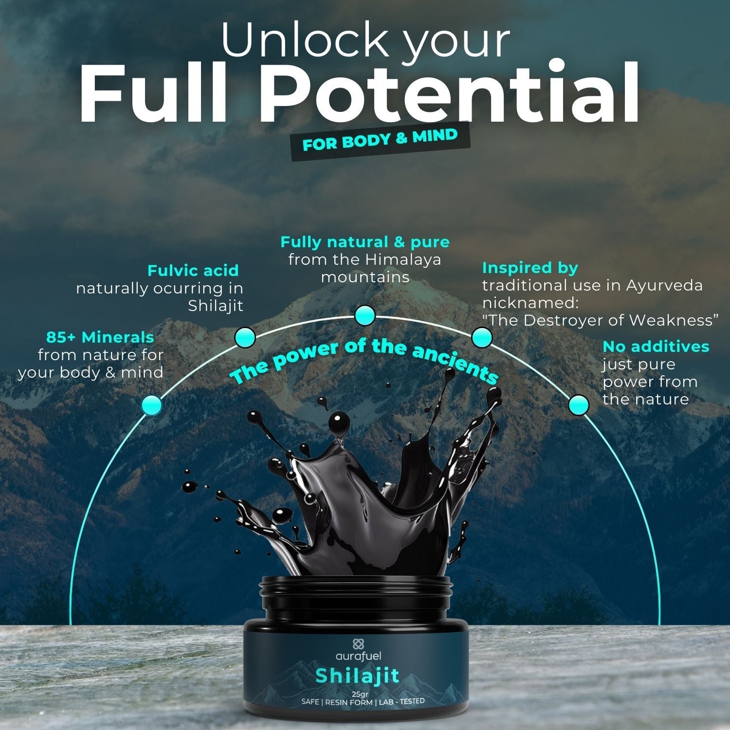 Ren Shilajit-harts från Himalaya – 100 % äkta och renad