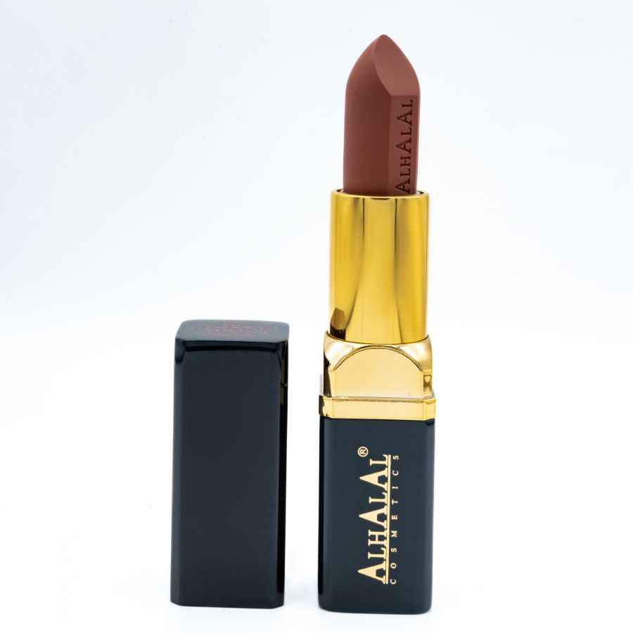 Alhalal cosmetics sammetsläppstift i brun färg med gyllene detaljer LIPPESNTIFT BRUN