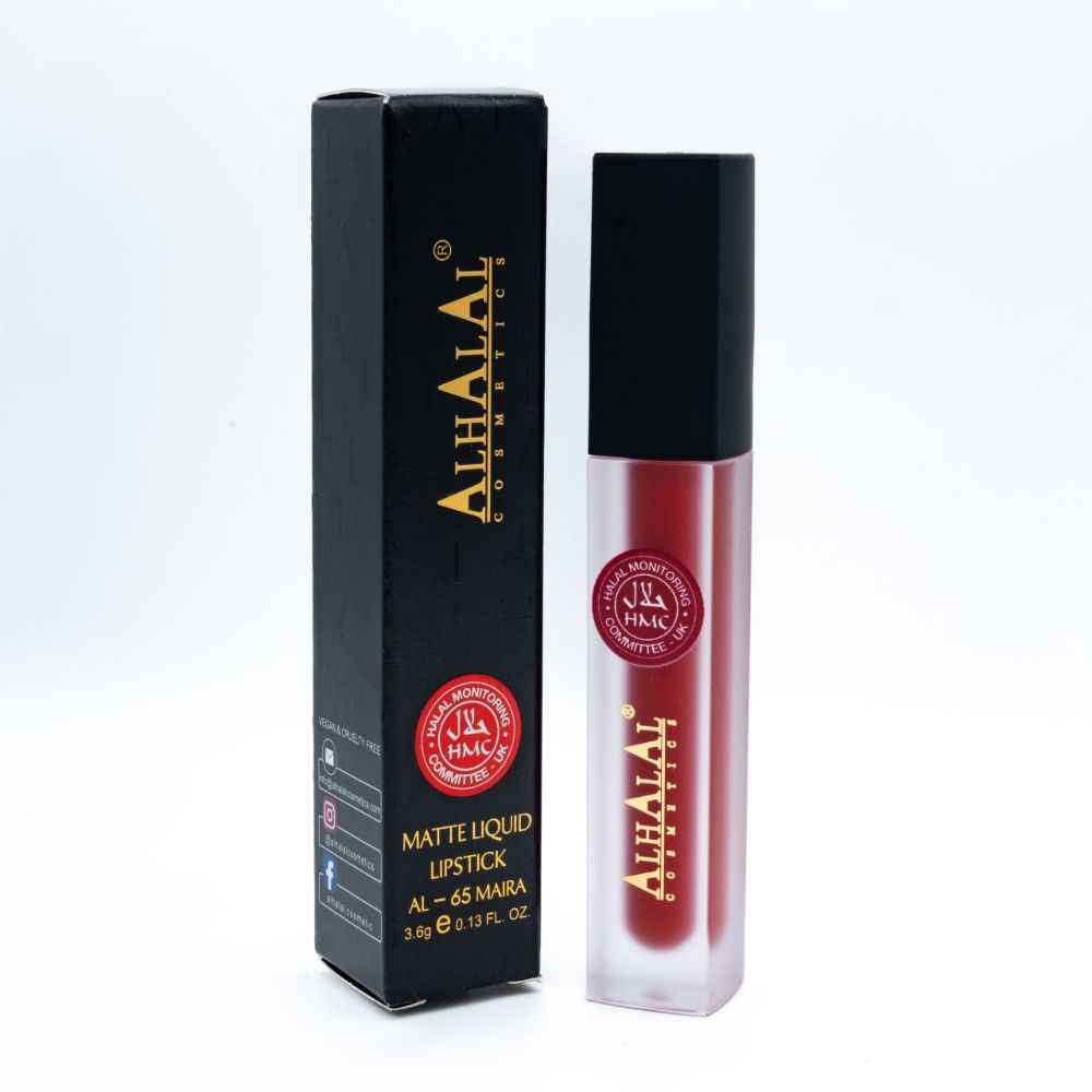 Alhalal Cosmetics matt flytande läppstift i röd nyans med slät flytande läppstiftsformulan