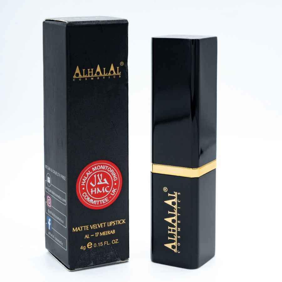 Alhalal cosmetics matt sammetsläppstift i svart förpackning för mörka läppar MÖRKT LÄPPSTIFT
