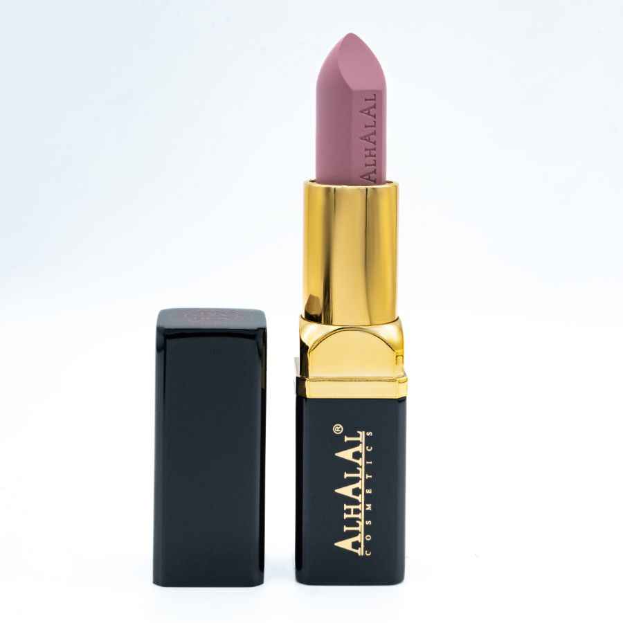 Alhalal cosmetics velvet läppstift lila i svart och guld fodral för långvarig färg