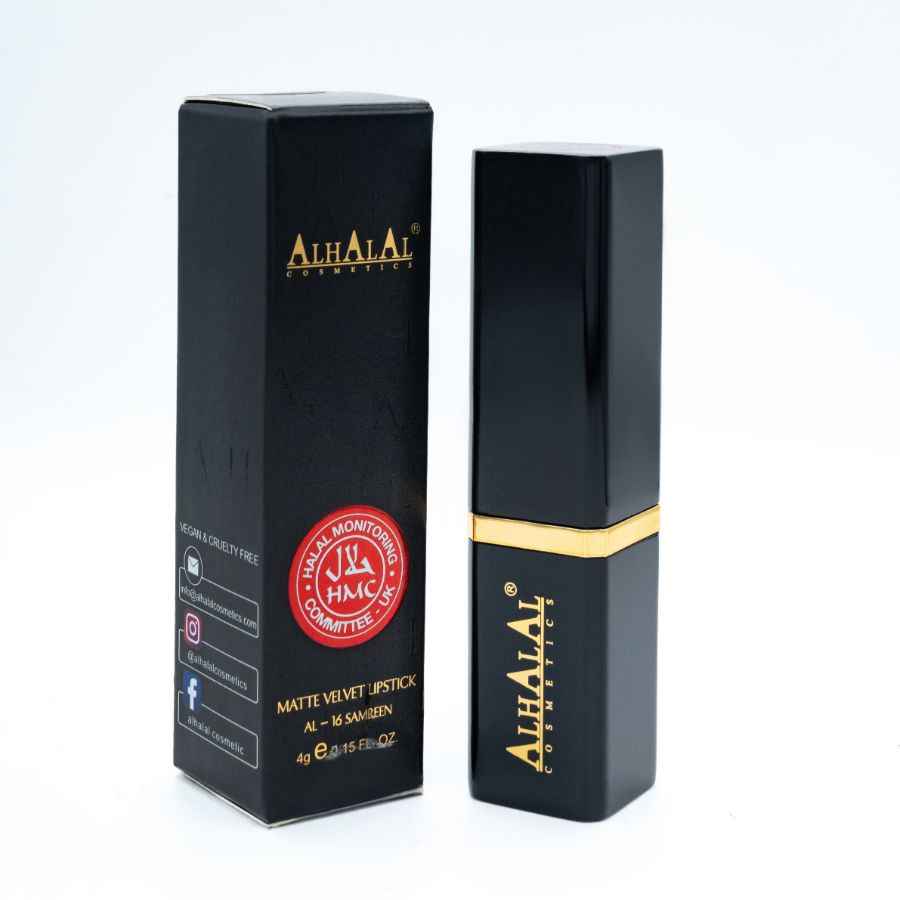 Alhalal cosmetics MILANO LIPSTICK matt sammetsläppstift i svart förpackning