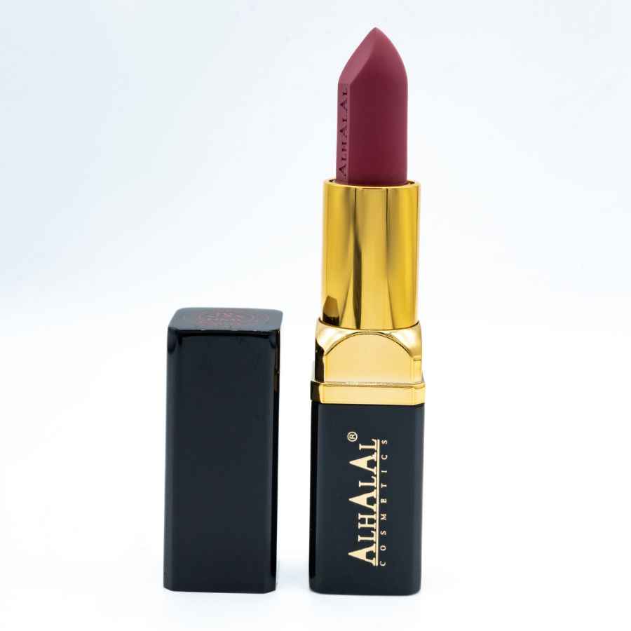 Alhalal cosmetics sammetsläppstift i djup burgunderfärg med gyllene ärm GAMMALT LÄPPSTIFT