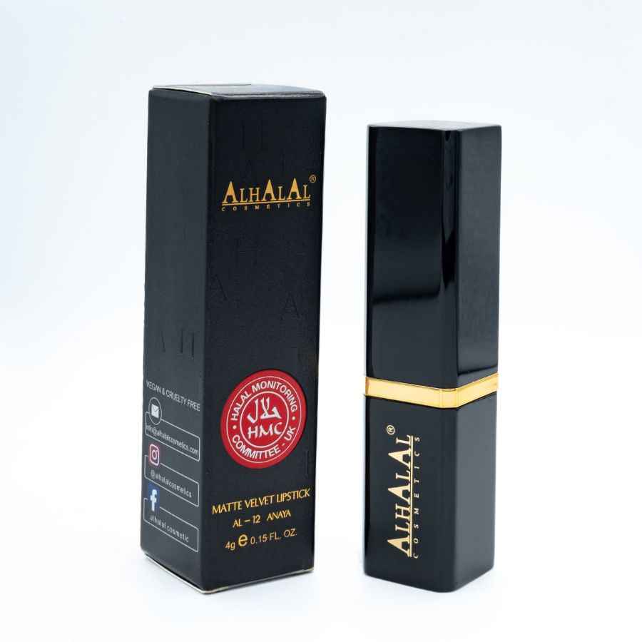 Alhalal cosmetics PURPLE BROWN LIPSTICK matt sammetsläppstift i svart förpackning