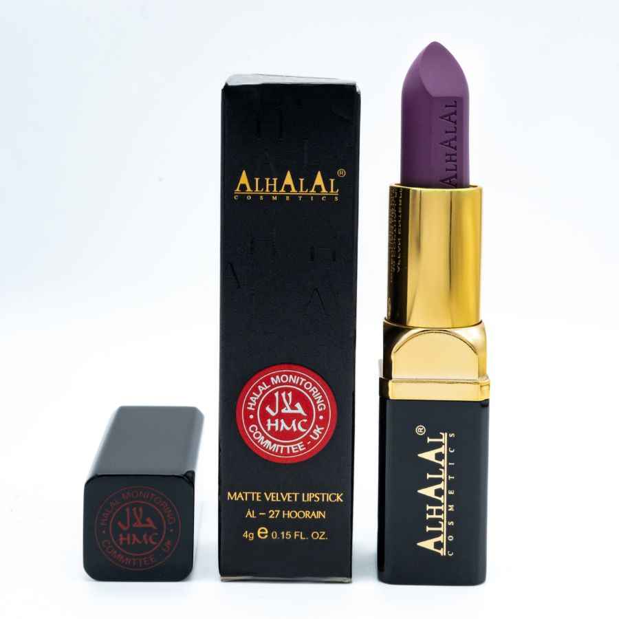PURPLE LIPSTICK från Alhalal cosmetics i sammetsfinish med guld och svart ärm