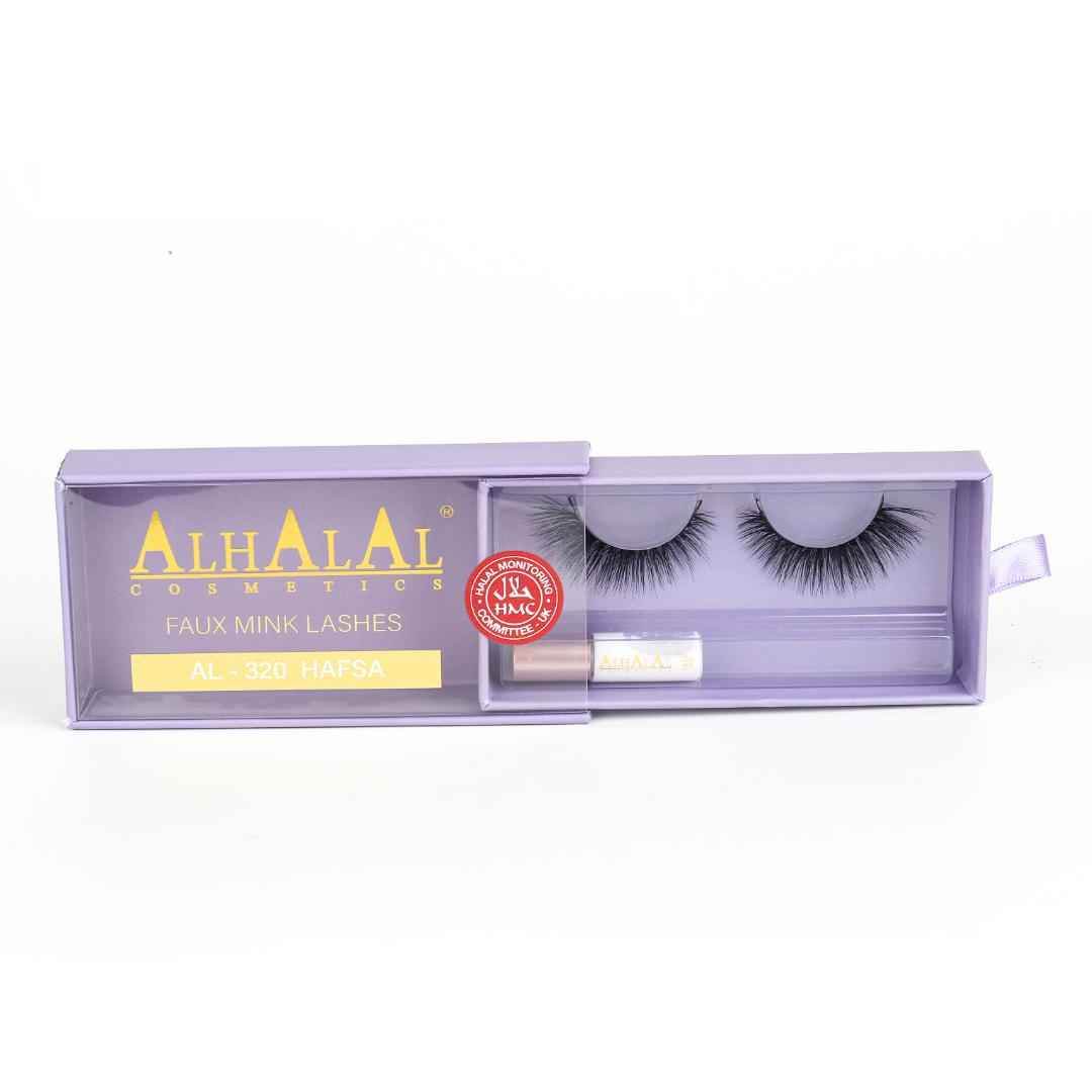 Alhalal Cosmetics falska ögonfransar med lim som hjälper ögonfransarnas återväxteffekt