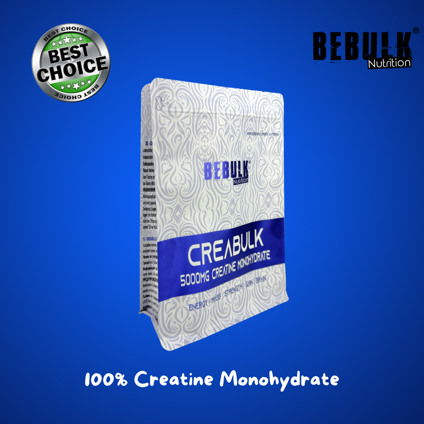 CreaBulk - 100% kreatinmonohydraat - BeBulk Nutrition